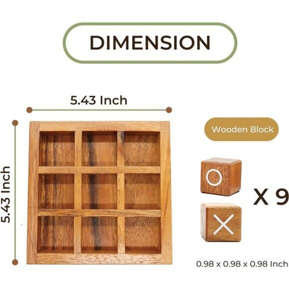 Wooden Tic Tac Toe Game XO Blocks Farmhouse Decor Coffee Table Gift 5.5 Inch - Picture 3 of 7